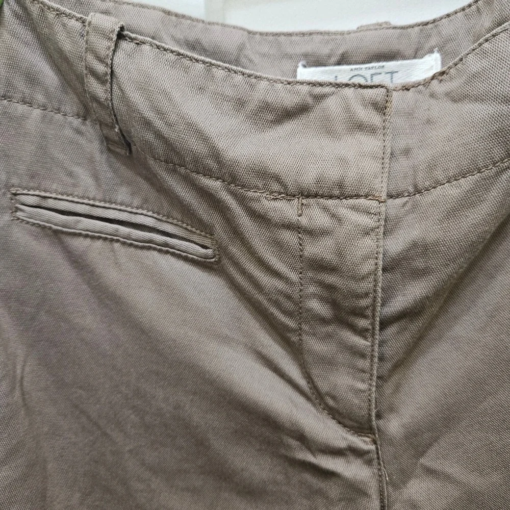 Ann Taylor LOFT‎ Marisa Fit Women's Brown Linen Blend Casual Pants Size 8